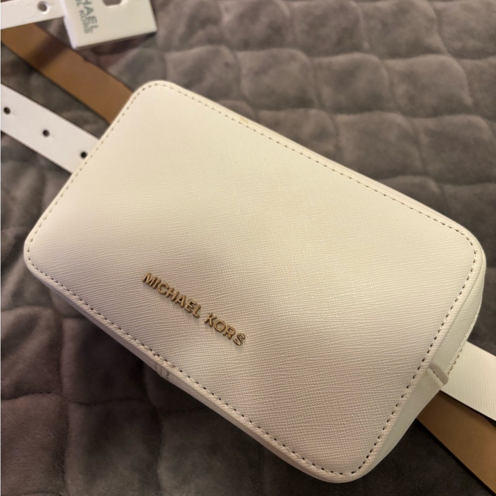 Michael Kors White and Tan Crossbody Bag